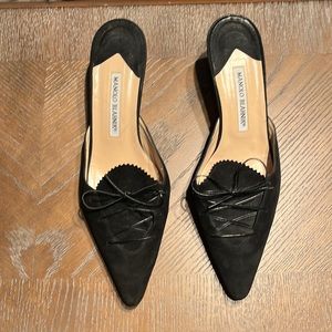 Manolo Blahnik Black Suede Mules Size 39.5